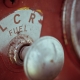Silver lever in a red dashboard with letters spelling "fuel" above is and the letters "L, C, R" about Fuel.