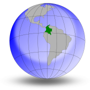 outline of globe with country of Colombia highlighted; A Major Energy Market