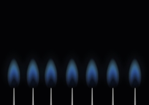 natural gas flames against a black background 