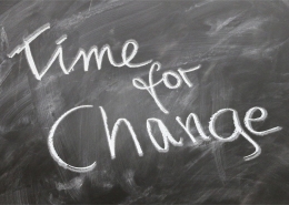 image of chalkboard with "time for change" written on it in white chalk; Soft Skills Matter: Flexibility